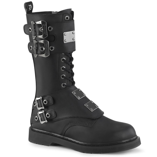 Botas Hasta La Rodilla Demonia Bolt-345 Mid-Calf Cuero Vegan Hombre Negros | JILDE0358