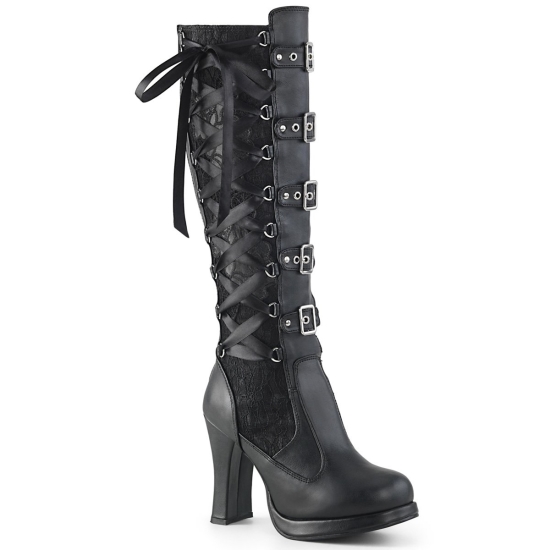 Botas Hasta La Rodilla Demonia Crypto-106 Platform Vegan Mujer Negros | SDWUY2571