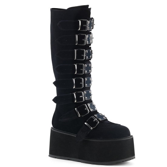Botas Hasta La Rodilla Demonia Damned-318 Platform Mujer Negros | AROST9456