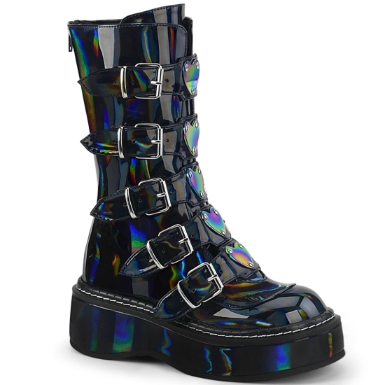 Botas Hasta La Rodilla Demonia Emily-330 Platform Mid-Calf Mujer Negros | TUOCY7408