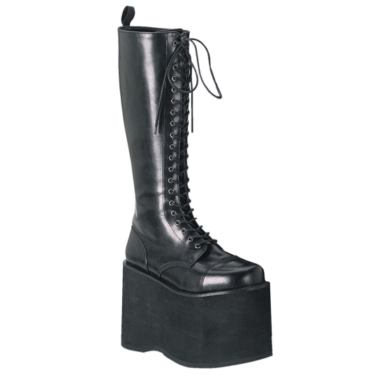 Botas Hasta La Rodilla Demonia Mega-602 Platform Goth Punk Cuero Hombre Negros | CLBPD2039