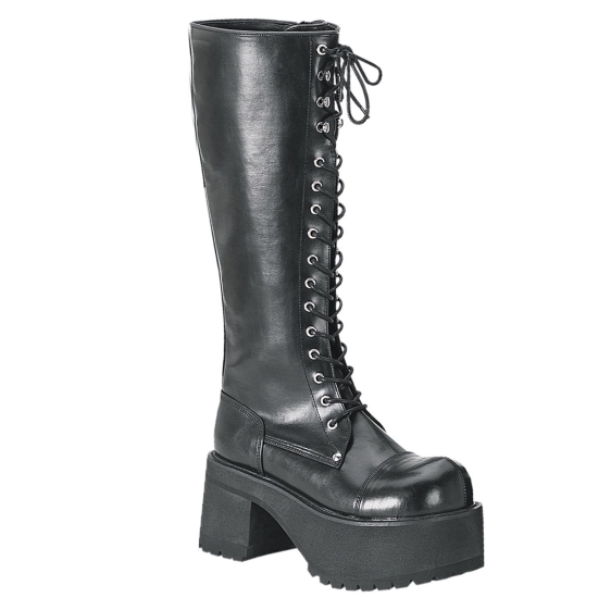Botas Hasta La Rodilla Demonia Ranger-302 Platform Goth Punk Cuero Vegan Hombre Negros | KHEWZ5791