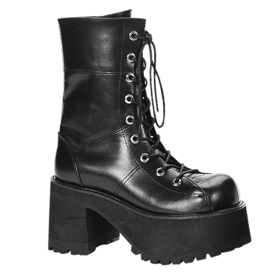 Botas Hasta La Rodilla Demonia Ranger-301 Platform Goth Punk Cuero Vegan Mujer Negros | KWMFO0298