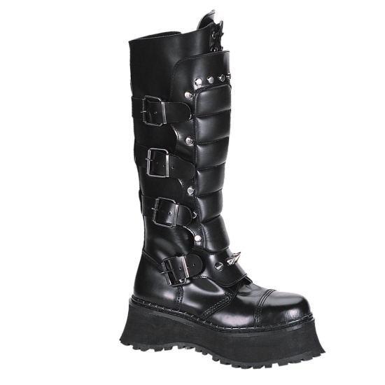 Botas Hasta La Rodilla Demonia Ravage-II Platform Steel Toe Cuero Hombre Negros | CUGXA3761