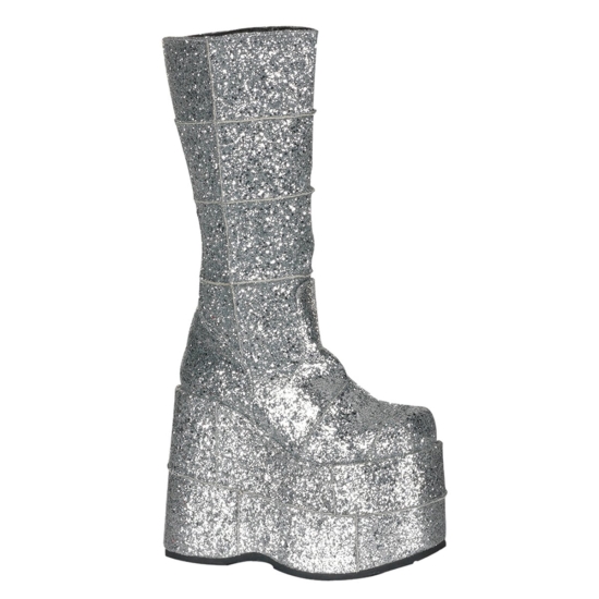 Botas Hasta La Rodilla Demonia Stack-301G Platform Hombre Plateados | QWVRM3975