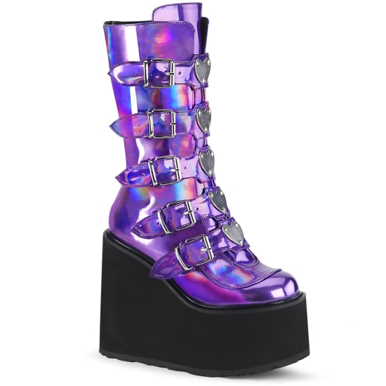 Botas Hasta La Rodilla Demonia Swing-230 Platform Mid-Calf Mujer Morados | ZNIHK5742