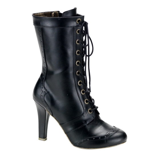 Botas Hasta La Rodilla Demonia Tesla-102 Platform Cuero Vegan Mujer Negros | IJGRE7316