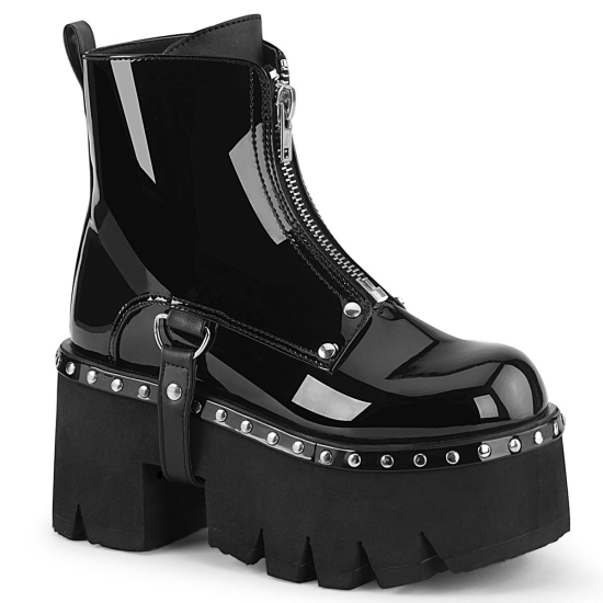 Botines Demonia Ashes-100 Platform Cuero Vegan Mujer Negros | VRNSZ5238