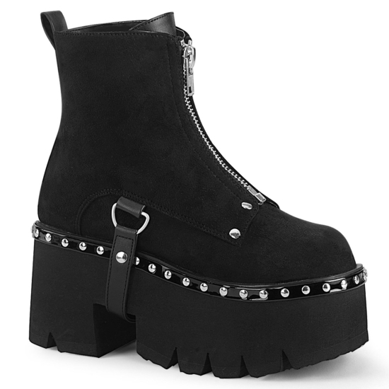 Botines Demonia Ashes-100 Platform Gamuza Vegan Mujer Negros | KTAQB8134