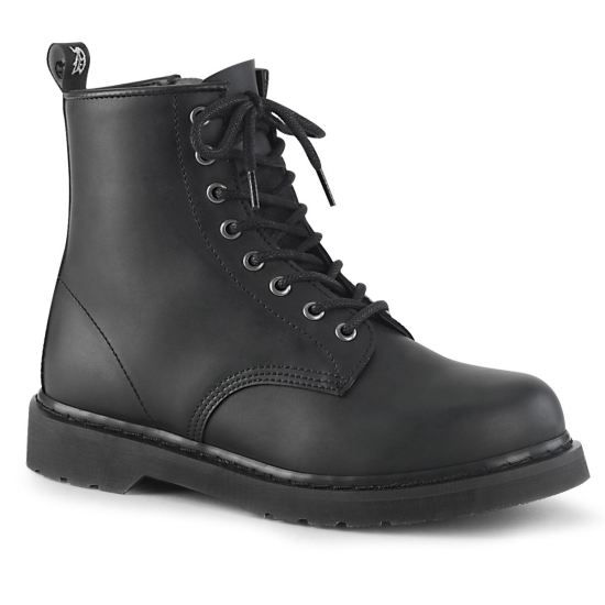 Botines Demonia Bolt-100 Encaje Up Cuero Vegan Hombre Negros | SPUNL8294