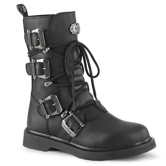 Botines Demonia Bolt-265 Encaje Up Cuero Vegan Hombre Negros | YIBFM3865