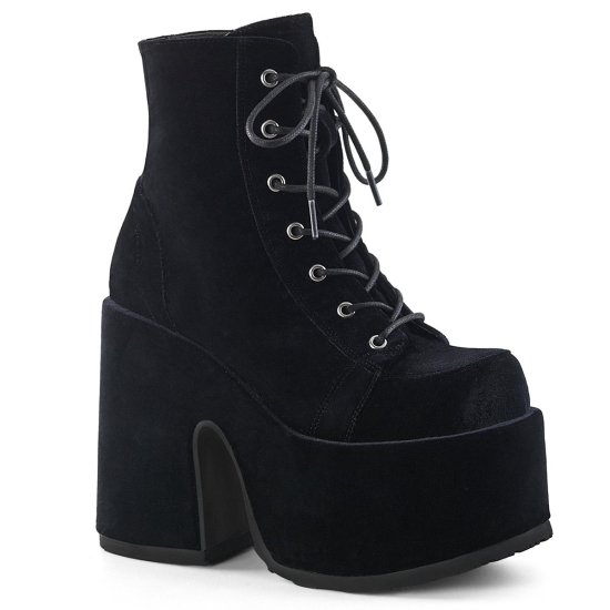Botines Demonia Camel-203 Platform Encaje Up Mujer Negros | JBYCO5213