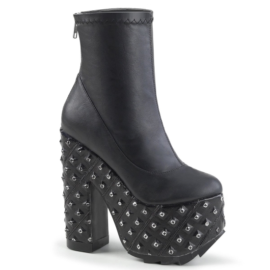 Botines Demonia Cramps-110 Platform Cuero Vegan Mujer Negros | HLSOM6748