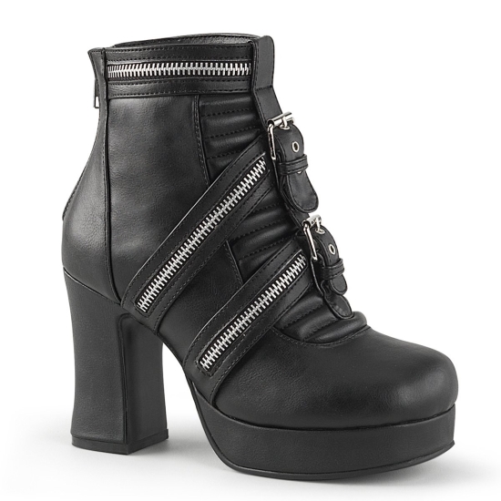 Botines Demonia Gothika-50 Platform Cuero Vegan Mujer Negros | LSUVQ7589