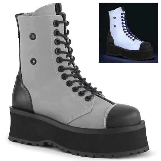 Botines Demonia Gravedigger-10 Platform Encaje Up Hombre Grises | MHSRX9574