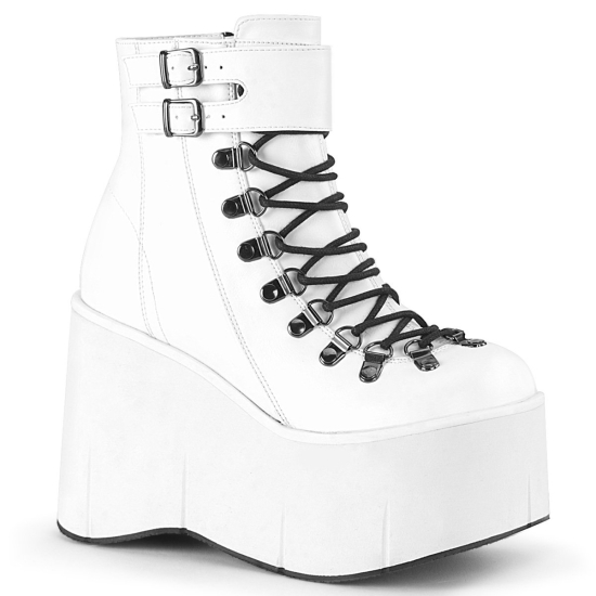 Botines Demonia Kera-21 Platform Cuero Vegan Mujer Blancos | ESKUZ2319