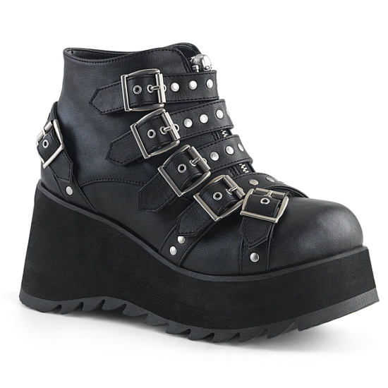 Botines Demonia Scene-30 Platform Cuero Vegan Mujer Negros | OLUDS4379