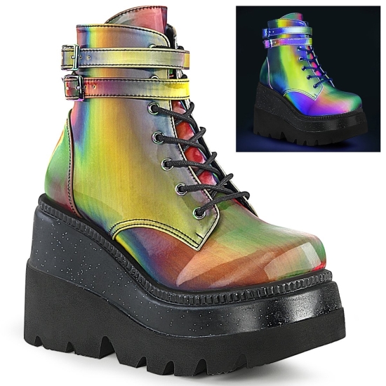 Botines Demonia Shaker-52 Wedge Platform Encaje Up Mujer Multicolor | AEXLH5203
