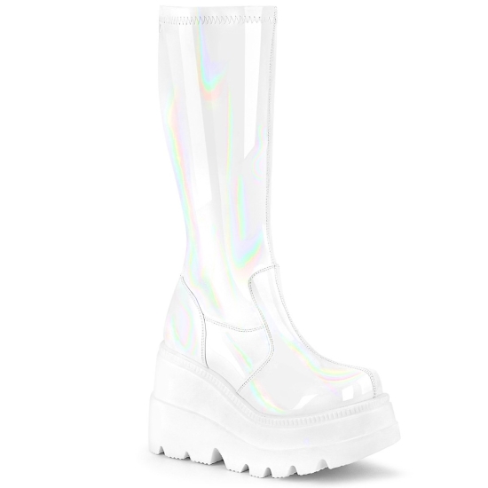 Botines Demonia Shaker-65 Wedge Platform Mujer Blancos | LQNDH8147