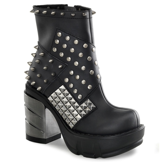 Botines Demonia Sinister-64 Platform Cuero Vegan Mujer Negros | DPNXL2841
