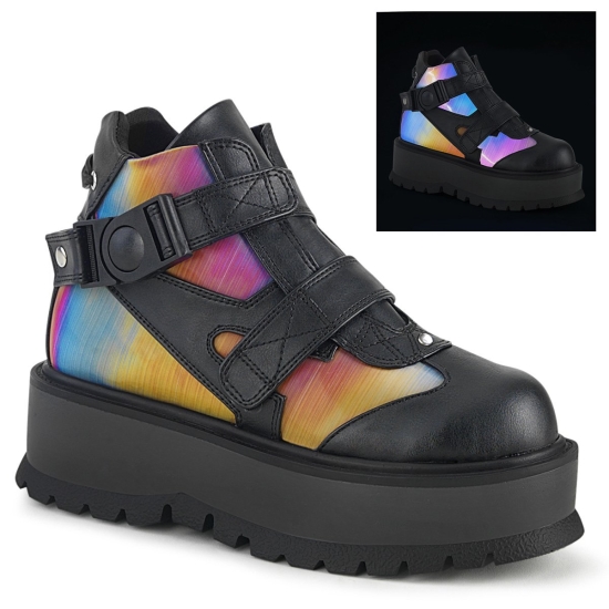 Botines Demonia Slacker-32 Platform Vegan Mujer Negros | QCMZE3685