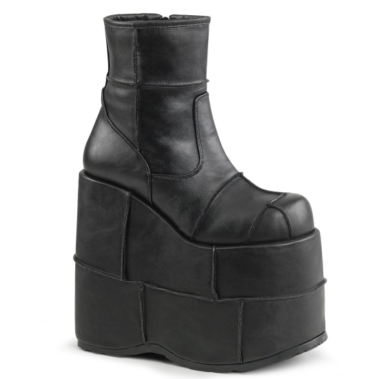 Botines Demonia Stack-201 Ankle Boot Cuero Vegan Hombre Negros | CHPLN5294