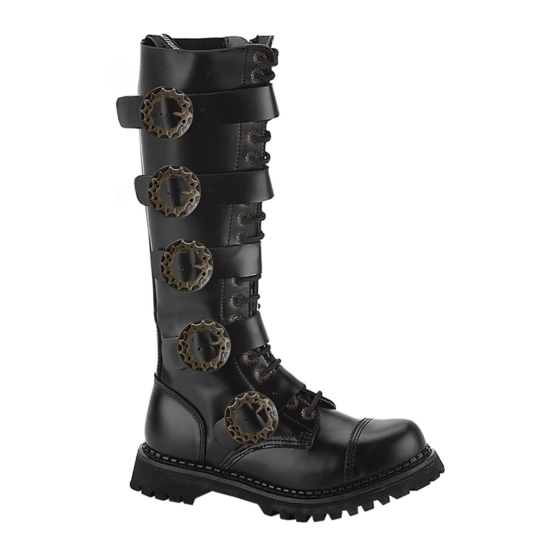 Botines Demonia Steam-20 Cuero Hombre Negros | VAXUR8351