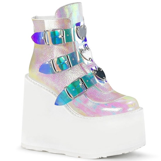 Botines Demonia Swing-105 Wedge Platform Cuero Vegan Mujer Pearl | FEQGH2593