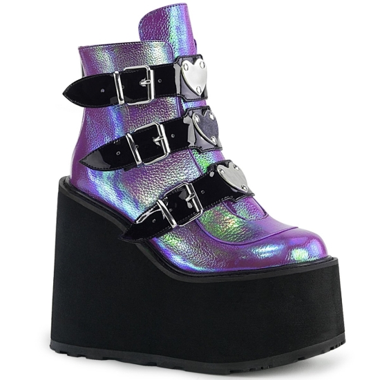 Botines Demonia Swing-105 Wedge Platform Cuero Vegan Mujer Morados | UGFNB9203