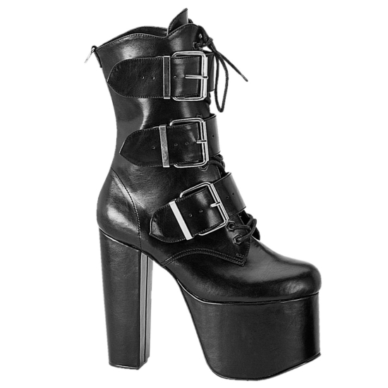 Botines Demonia Torment-703 Cuero Vegan Mujer Negros | XSLNY0649