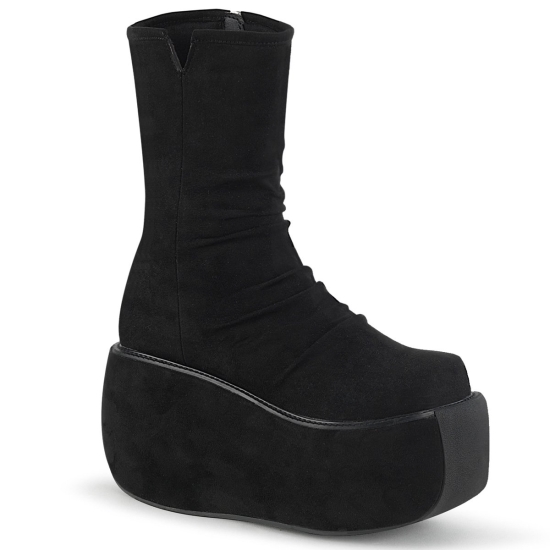 Botines Demonia Violet-100 Platform Gamuza Mujer Negros | AKUCD4807