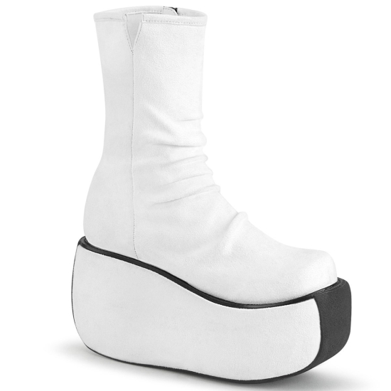 Botines Demonia Violet-100 Platform Gamuza Mujer Blancos | VTYIL2756