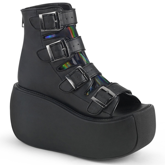 Botines Demonia Violet-150 Platform Vegan Mujer Negros | NRGMA3146