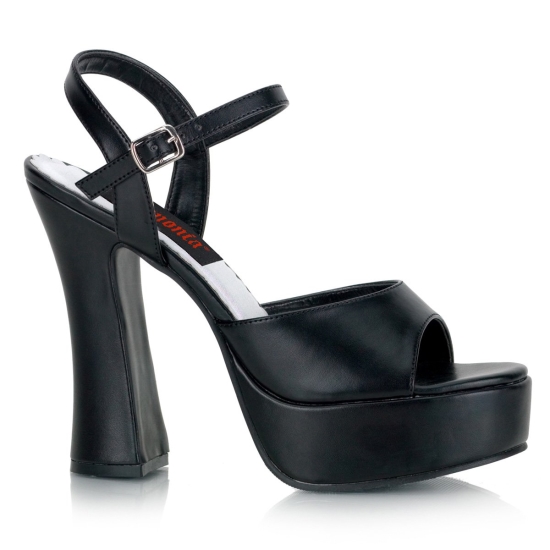 Sandalias Tacon Plataforma Demonia Dolly-09 Cuero Vegan Mujer Negros | UBGOX7435