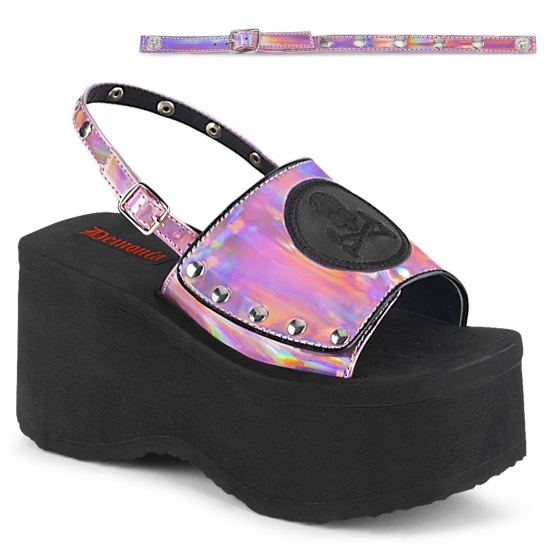 Sandalias Tacon Plataforma Demonia Funn-32 Mujer Rosas | KLDCJ6279
