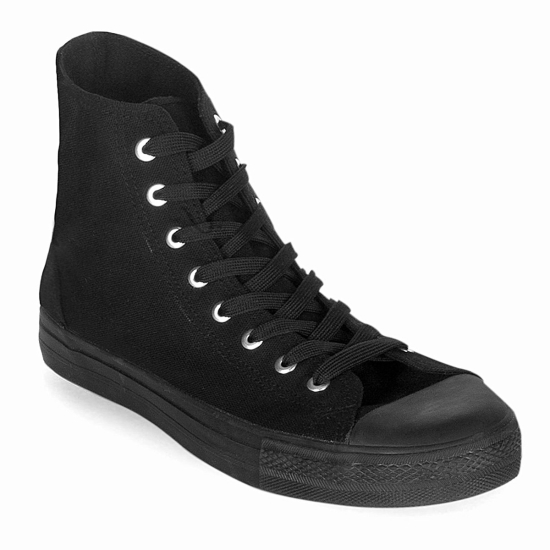 Tenis Demonia Deviant-101 Punk Goth Skater Lona Hombre Negros | QKIJH8065