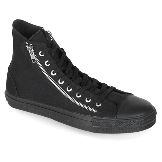 Tenis Demonia Deviant-106 Punk Goth Skater Lona Hombre Negros | MHWPC0256