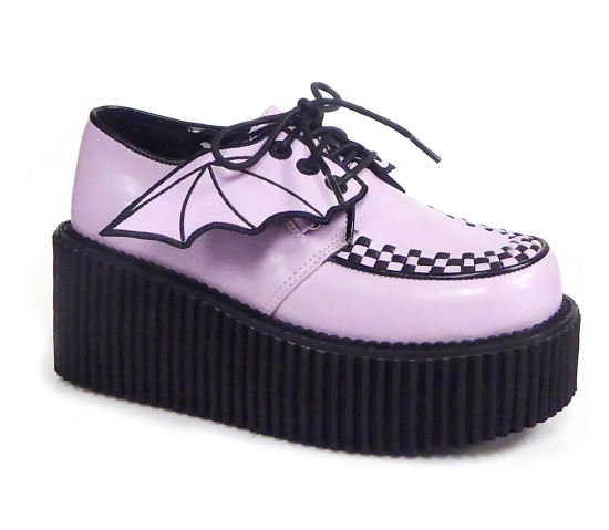 Zapatos Creepers Demonia Creeper-205 Platform Cuero Vegan Mujer Lavanda | FPSWC4351