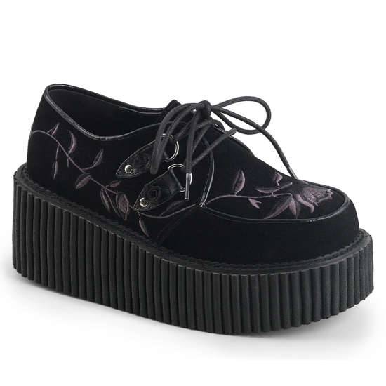 Zapatos Creepers Demonia Creeper-219 Platform Encaje Up Mujer Negros | NFHIE2140