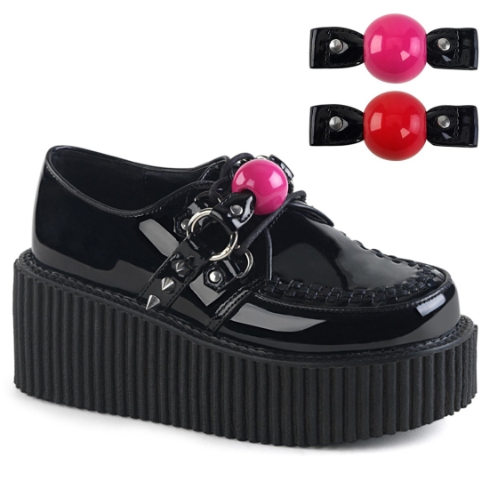 Zapatos Creepers Demonia Creeper-222 Platform Oxford Charol Mujer Negros | IDYKT2437
