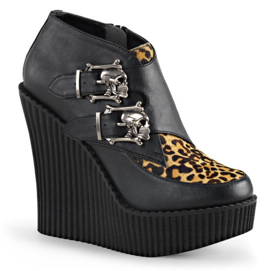 Zapatos Creepers Demonia Creeper-306 Wedge Platform Mujer Negros | HJXVE0951