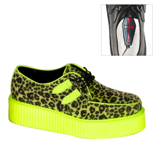 Zapatos Creepers Demonia V-CREEPER-507UV Platform Punk Goth Hombre Cheetah | ALERM6837