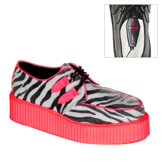 Zapatos Creepers Demonia V-CREEPER-507UV Platform Punk Goth Hombre Rojos | DNKIO5623