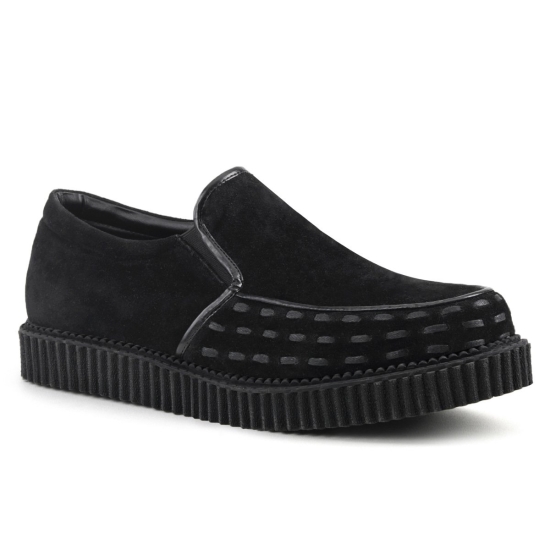 Zapatos Creepers Demonia V-CREEPER-607 Platform Gamuza Vegan Hombre Negros | FZONK3567