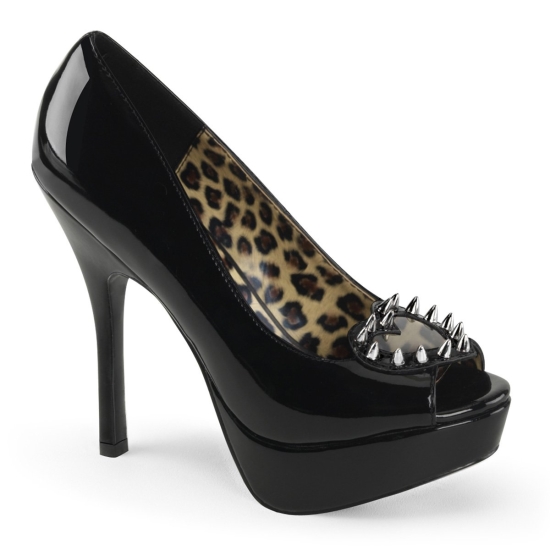 Zapatos De Salon Demonia Pixie-17 Platform Peep Toe Mujer Negros | JGDUL4293