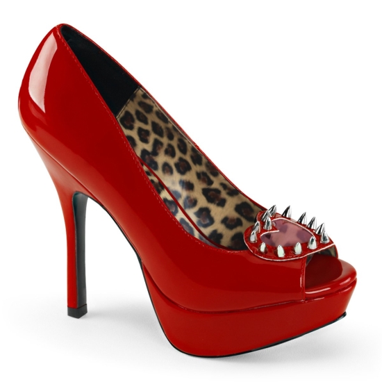 Zapatos De Salon Demonia Pixie-17 Platform Peep Toe Mujer Rojos | VBLSJ4109