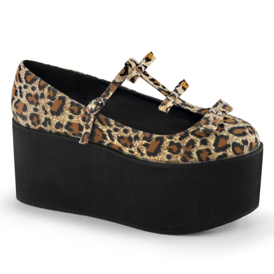 Zapatos Plataforma Demonia Click-08 T Correa Mujer Animal | JEPCX8526