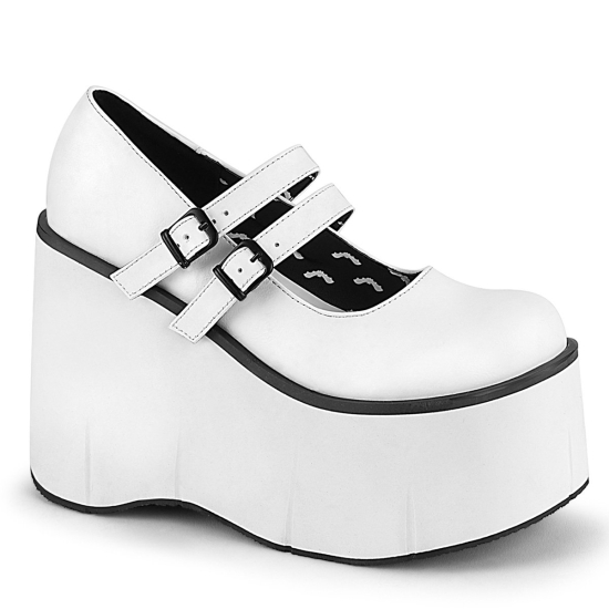 Zapatos Plataforma Demonia Kera-08 Mary Jane Cuero Vegan Mujer Blancos | BFWGI1580