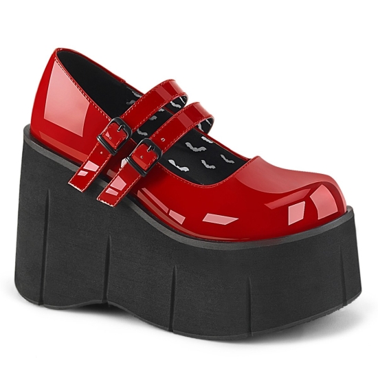 Zapatos Plataforma Demonia Kera-08 Mary Jane Charol Mujer Rojos | IEKSP9743