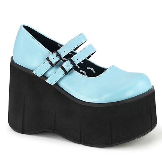 Zapatos Plataforma Demonia Kera-08 Mary Jane Cuero Vegan Mujer Azules | XVELD7968
